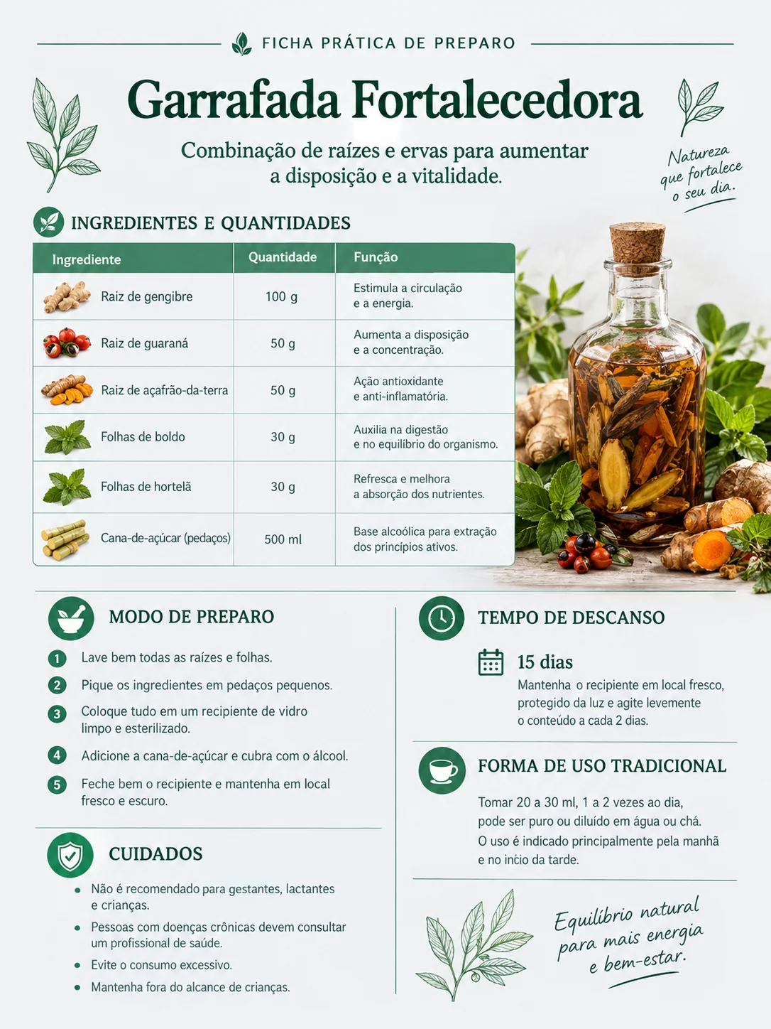 Exemplo de garrafada fortalecedora